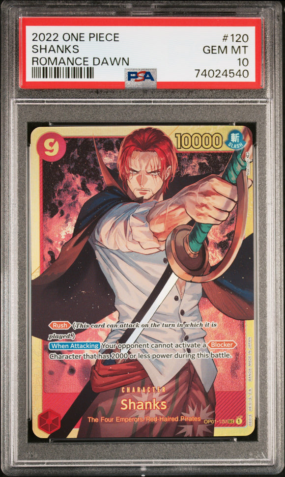 PSA - One Piece - Romance Dawn - OP01-120 : Shanks (Secret Rare) - PSA 9 (7943981727991)