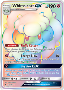 SUN AND MOON, Unbroken Bonds - 226/214 : Whimsicott GX (Secret Rare) (7950313783543) (7950604140791)