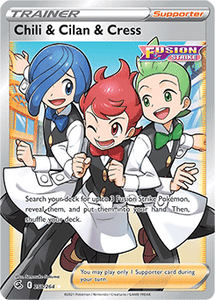 SWORD AND SHIELD, Fusion Strike - 258/264 : Chili & Cilan & Cress (Full Art) (7946573545719)