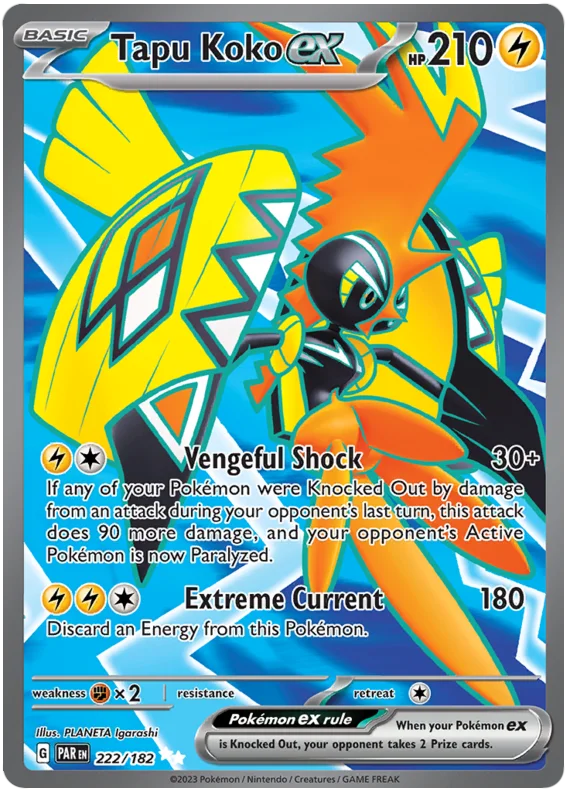 SCARLET AND VIOLET, Paradox Rift - 222/182 : Tapu Koko ex (Full Art ...