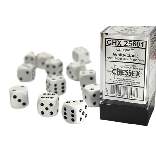 Warhammer - 16mm Dice Cube - White/Black (9530871578871)