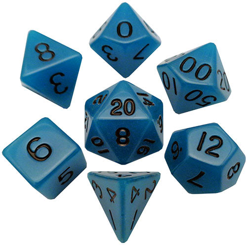 Fanroll - 16mm Acrylic Poly Dice Set - Glow Blue