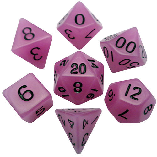 Fanroll - 16mm Acrylic Poly Dice Set - Glow Purple