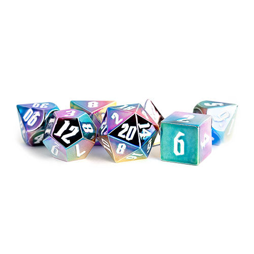 Fanroll - 16mm Acrylic Poly Dice Set - Rainbow Aegis with White
