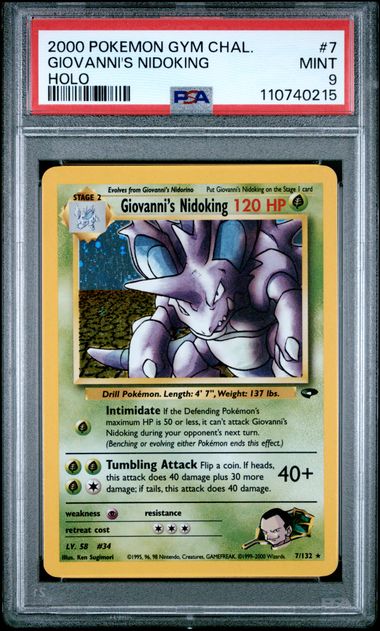 PSA - Pokemon - Gym Challenge - 007/132 : Giovanni's Nidoking (Unlimited) - PSA 9