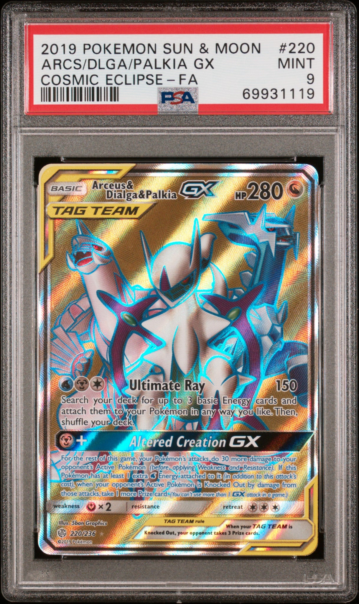 PSA - Pokemon - Cosmic eclipse - 220/236 : Arceus & Dialga & Palkia (F Cosmic Collectables UK PSA - Pokemon - Cosmic eclipse - 220/236 : Arceus & Dialga & Palkia (F Cosmic Collectables UK