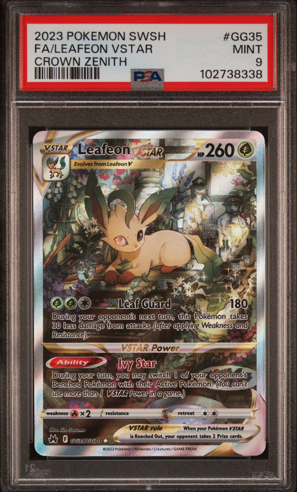 PSA - Pokemon - SwSh, Crown Zenith - GG35/GG70 : Leafeon Vstar (Full Art) - PSA 9
