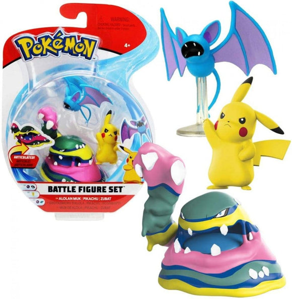 Pokemon - Battle Figure Set - Alolan Muk, Pikachu and Zubat (7967369134327)