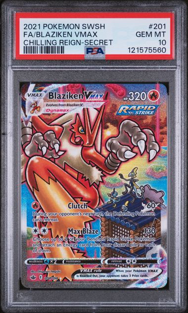 PSA - Pokemon - SwSh, Chilling Reign - 201/198 : Blaziken VMAX (Alt Art) - PSA 10