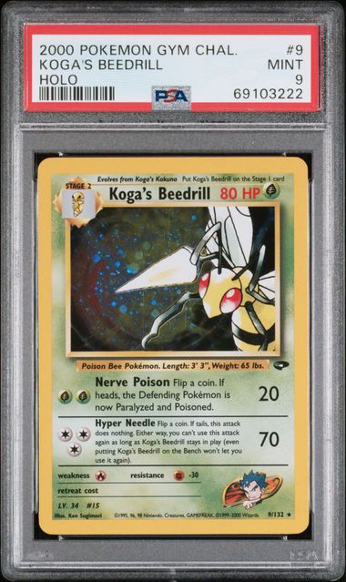 PSA - Pokemon - Gym Challenge - 005/105 : Koga's Beedrill (Unl) (Holo) - PSA 9