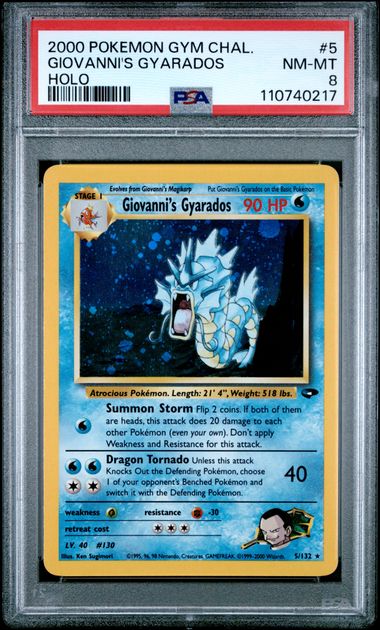 PSA - Pokemon - Gym Challenge - 005/132 : Gyarados (Unlimited) - PSA 8