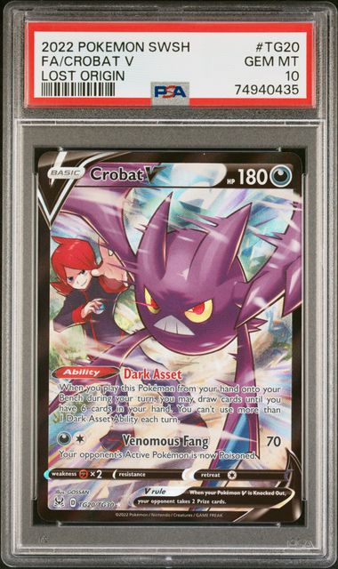 PSA - Pokemon - Lost Origin - Trainer Gallery - TG20/TG30 : Crobat V (Full Art) - PSA 10 (8404940751095)