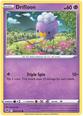 Copy of SWORD AND SHIELD, Astral Radiance - 063/189 : Drifloon (Reverse Holo) (7653010833655)