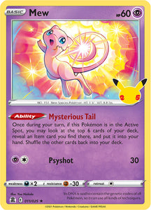 SWORD AND SHIELD, Celebrations - 11/25 : Mew (Holo) (7096296734886)