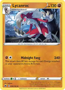 SWORD AND SHIELD, Crown Zenith - 074/189 : Lycanroc (Non Holo) (7878576636151)