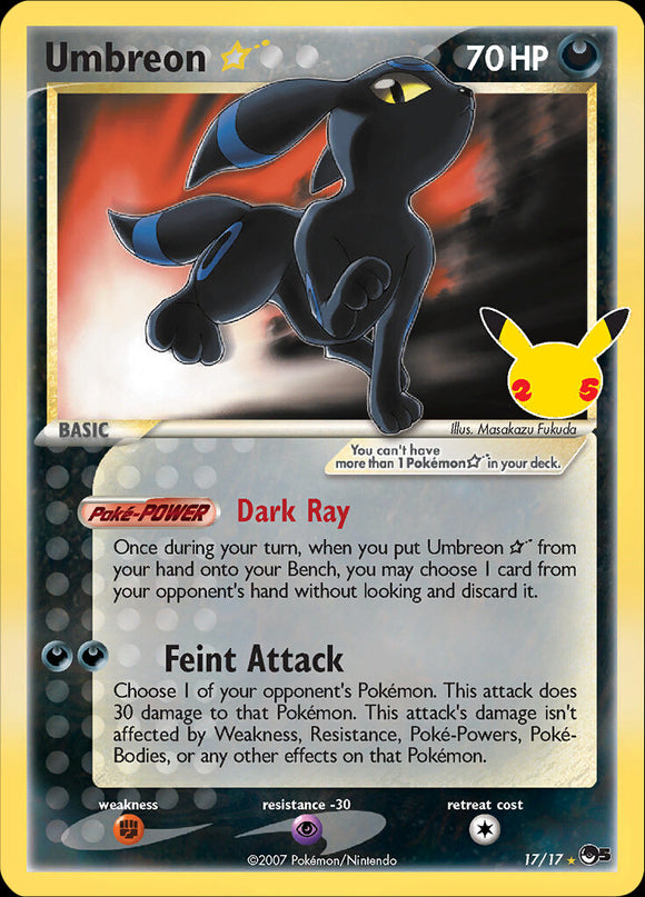 SWORD AND SHIELD, Celebrations - Secret Rare Subset - 18/25 : Umbreon Gold Star (Holo) (7096323047590)