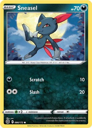 SWORD AND SHIELD, Brilliant Stars - 086/172 : Sneasel (Reverse Holo) (7774323966199)