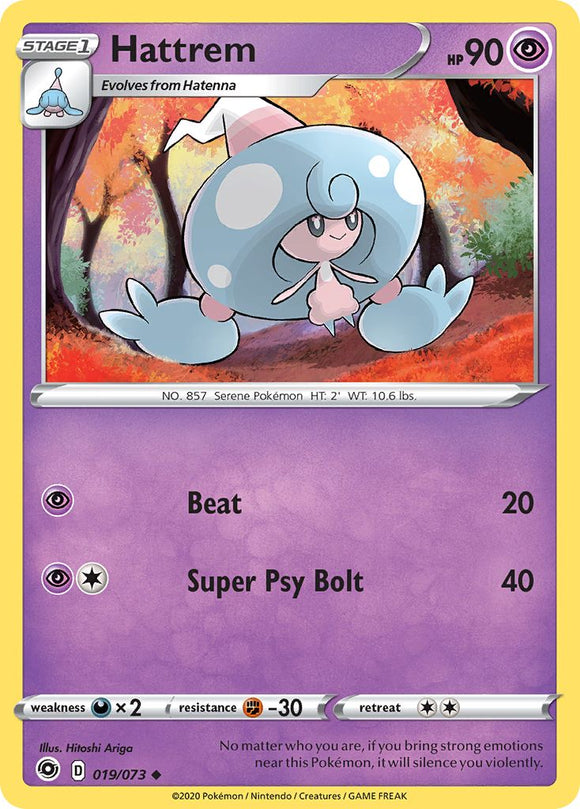 SUN AND MOON, Champion's Path - 019/236 : Hattrem (Reverse Holo) (5790871027878)