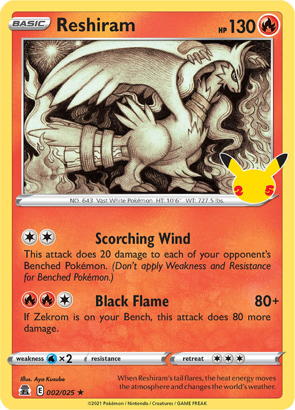 SWORD AND SHIELD, Celebrations - 02/25 : Reshiram (Holo) (7096283955366)