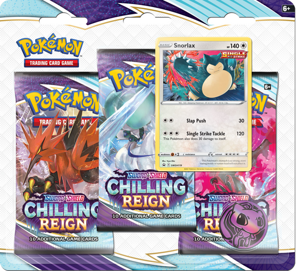 Pokemon - 3 Pack Blister: (Snorlax) - Sword and Shield Chilling Reign (6783214125222)