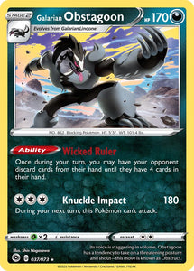 SUN AND MOON, Champion's Path - 037/236 : Galarian Obstagoon (Reverse Holo) (5790948491430)