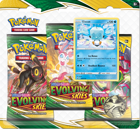 Pokemon - 3 Pack Blister: (Eiscue) - Sword and Shield Evolving Skies *1pp limit* (6842781499558)