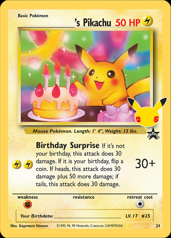 SWORD AND SHIELD, Celebrations - Secret Rare Subset - 08/25 : Birthday Pikachu (Holo) (7096315379878)