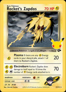 SWORD AND SHIELD, Celebrations - Secret Rare Subset - 09/25 : Rocket's Zapdos (Holo) (7096316068006)