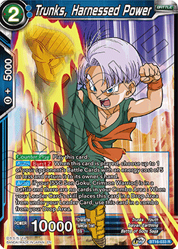 Realm of The Gods - BT16-033 : Trunks, Harnessed Power (Non Foil) (7550800396535)
