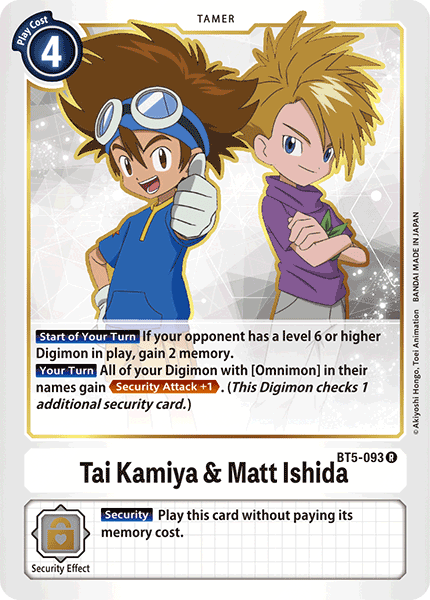 Digimon - Battle Of Omni - BT5-093 : Tai Kamiya & Matt Ishida (Tamer Rare) (7828552319223)