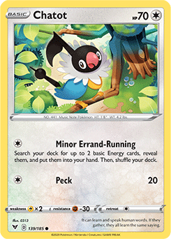 SWORD AND SHIELD, Vivid Voltage - 139/185 : Chatot (Reverse Holo) (5944386420902)