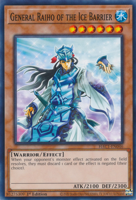 Hidden Arsenal: Chapter 1 - HAC1-EN046 : General Raiho of the Ice Barrier (Duel Terminal Parallel Rare) - 1st Edition (7556659871991)