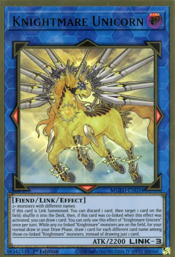 Maximum Gold - MGED-EN034 : Knightmare Unicorn (Premium Gold Rare) - 1st Edition (7810774728951)