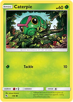 SUN AND MOON, Hidden Fates - 01/68 : Caterpie (Reverse Holo) (5873751425190)