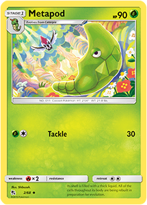 SUN AND MOON, Hidden Fates - 02/68 : Metapod (Reverse Holo) (5873752670374)