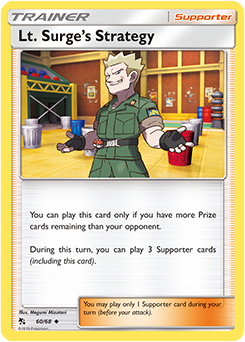 SUN AND MOON, Hidden Fates - 60/68 : Lt Surge's Strategy (Reverse Holo) (5873767121062)