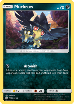 SUN AND MOON, Unified Minds - 129/236 : Murkrow (Reverse Holo) (5467785756838)