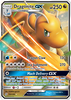 SUN AND MOON, Unified Minds - 152/236 : Dragonite GX (Half Art) (7495062847735)