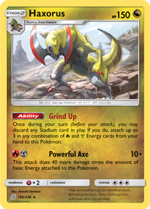 SUN AND MOON, Unified Minds - 156/236 : Haxorus (Holo) (7495064781047)