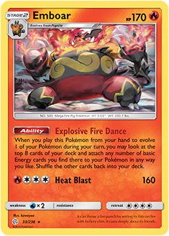 SUN AND MOON, Cosmic Eclipse - 033/236 : Emboar (Reverse Holo) (7744031883511)