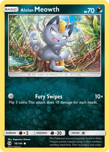 SUN AND MOON, Base - 078/149 : Alolan Meowth (Reverse Holo) (6593492222118)