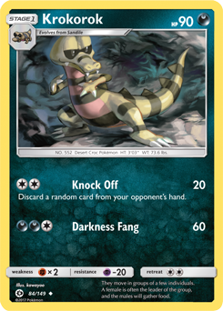 SUN AND MOON, Base - 084/149 : Krokorok (Reverse Holo) (6593494450342)