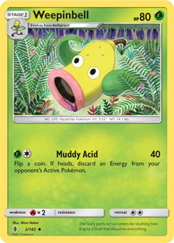 SUN AND MOON, Guardians Rising - 002/145 : Weepinbell (Reverse Holo) (7065872400550)