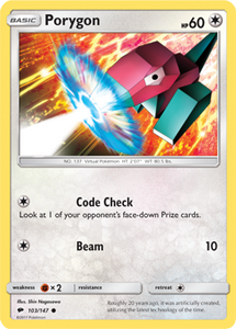 SUN AND MOON, Burning Shadows - 103/147 : Porygon (Reverse Holo) (6658192703654)