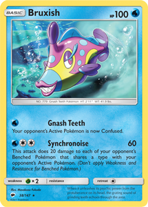 SUN AND MOON, Burning Shadows - 038/147 : Bruxish (Reverse Holo) (6659243344038)