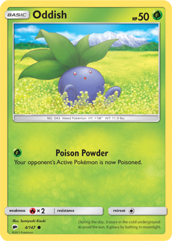 SUN AND MOON, Burning Shadows - 004/147 : Oddish (Reverse Holo) (6658070053030)