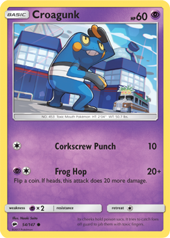 SUN AND MOON, Burning Shadows - 054/147 : Croagunk (Reverse Holo) (6658076508326)