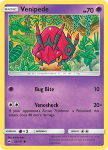 SUN AND MOON, Burning Shadows - 056/147 : Venipede (Reverse Holo) (6658076770470)