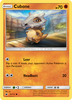 SUN AND MOON, Crimson Invasion - 052/111 : Cubone (Reverse Holo) (6963203604646)