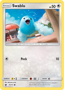 SUN AND MOON, Crimson Invasion - 079/111 : Swablu (Reverse Holo) (6963218120870)